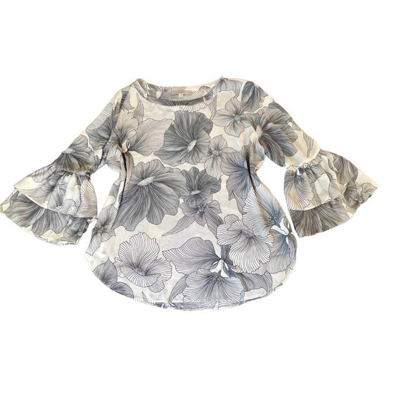 Ann Taylor LOFT top size L EUC bell ruffle sleeve - Picture 1 of 9